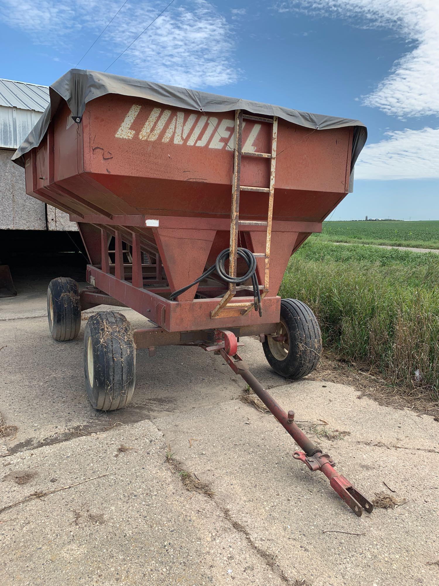 Gravity Box Seed Tender w/ Westendorf Running Gear wagon