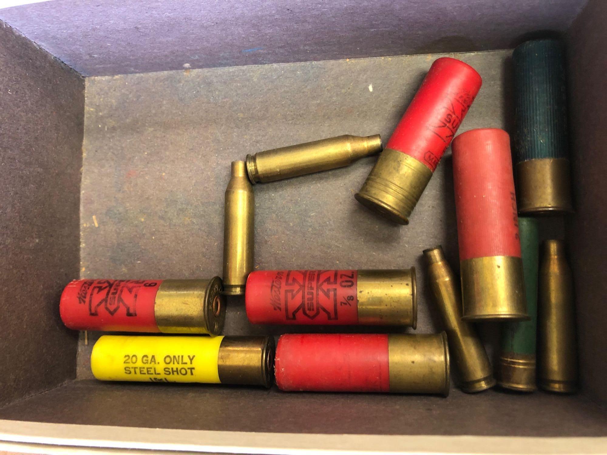 30-06, 20 ga. and 243 ammo and hand gun case.