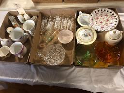 Misc. dishes, salt & pepper shakers, cream & sugar dishes, and Corning Ware.