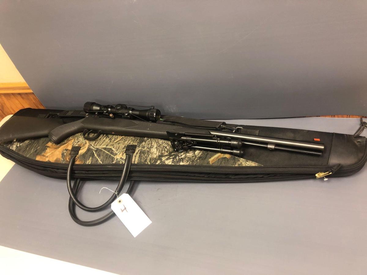 Traditions Sporter mag 209 in-line 50 cal. 1-28 gun w/ scope & mounted stand. Comes w/ Allen