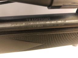 Traditions Sporter mag 209 in-line 50 cal. 1-28 gun w/ scope & mounted stand. Comes w/ Allen