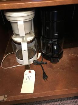 Braun and Procter-Silex 10-cup coffee makers and Assorted Silverware pcs.