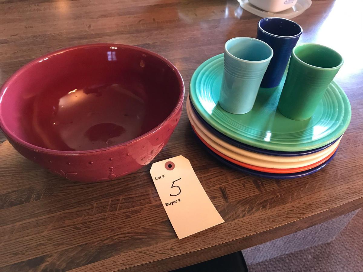 Assorted Fiestaware and Sorrento bowl