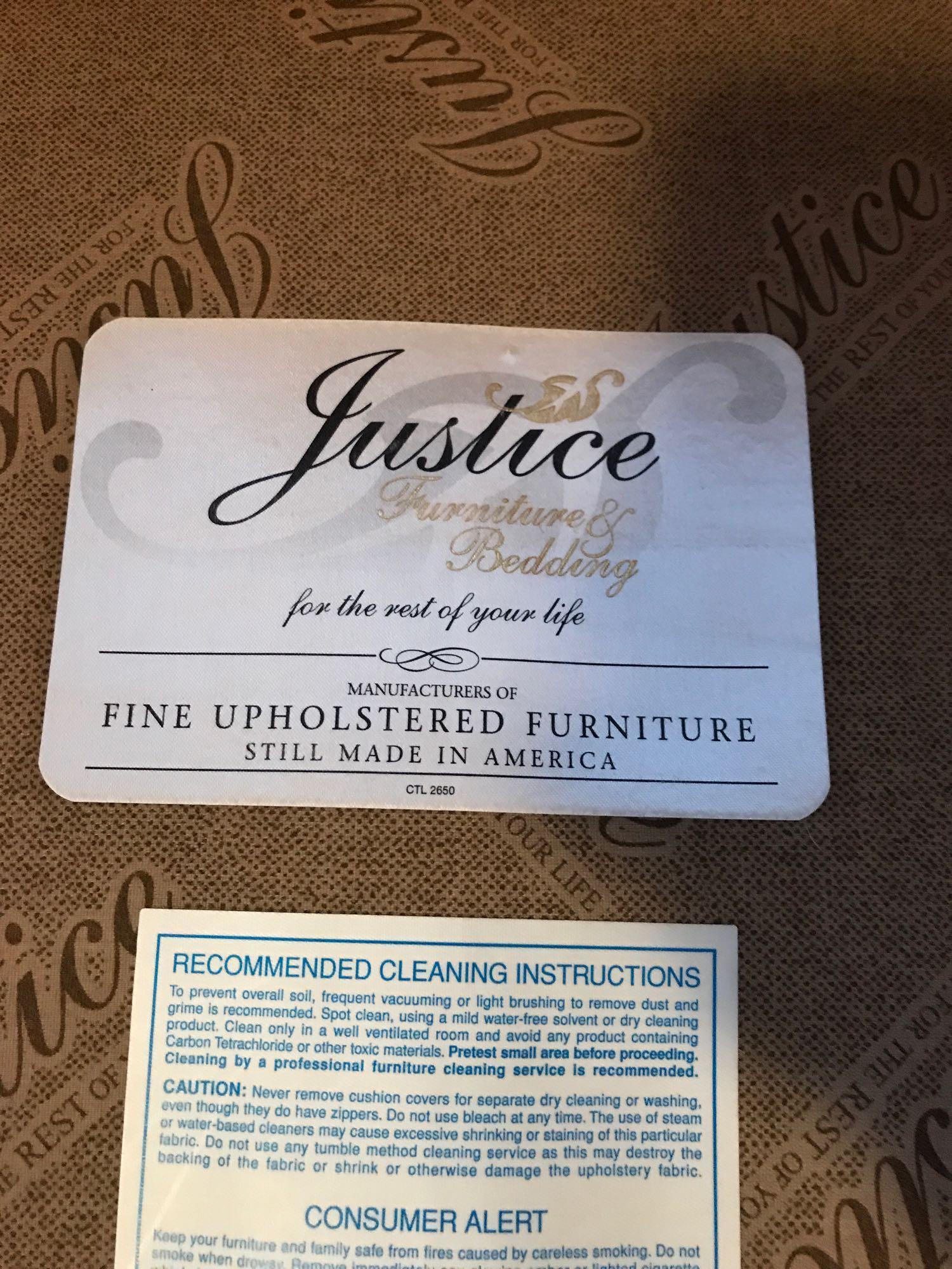 Justice Upholstered Chair. NO SHIPPING AVAILABLE!