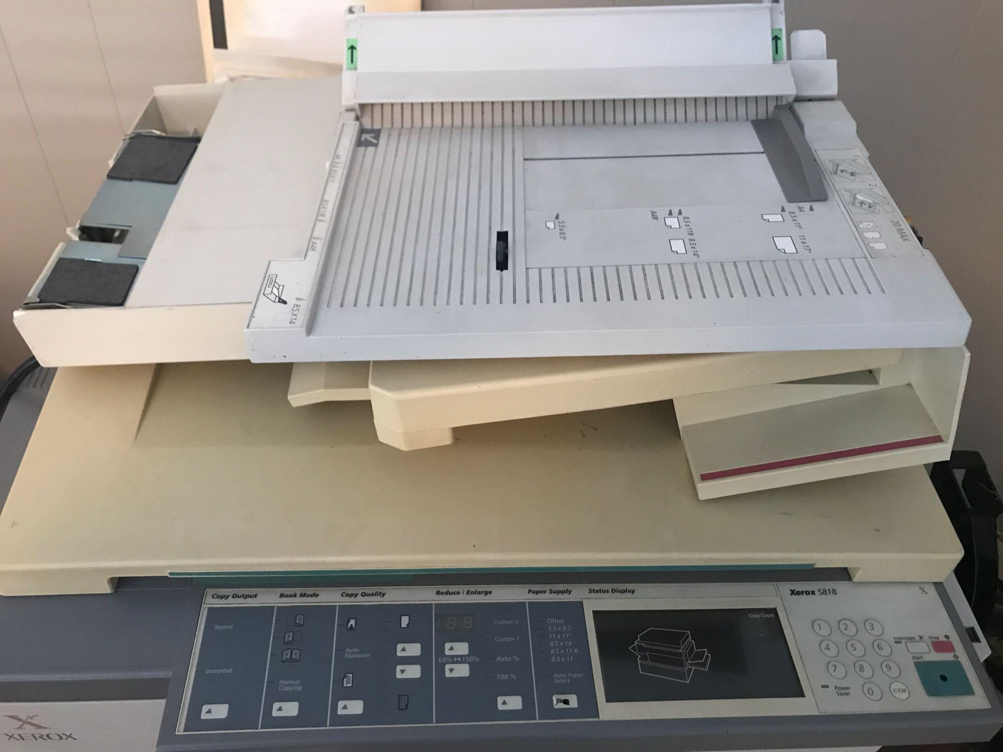 Xerox 5818 Copy Machine on 22'' x 32'' Stand w/wheels. NO SHIPPING AVAILABLE!