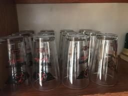 18 French Jelly Glasses, Tumblers and 12 Budwiser Glasses