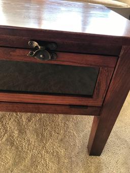 Oak Coffee Table w/ Glassfront door 46'' L x 24'' D x 19'' T. NO SHIPPING AVAILABLE!