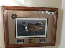 Ducks Unlimited Framed Print w/Stamps 271/2200, 21.5'' x 16''