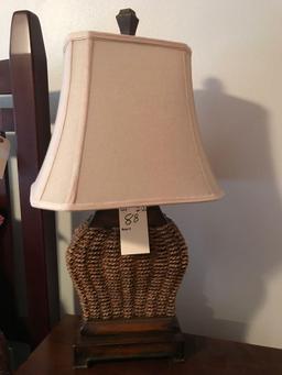 2 Wicker Based Lamps w/Shade 31'' T. NO SHIPPING AVAILABLE!