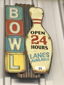 Bowling Lanes, 2-piece Metal Sign, 26.5'' T x 14''W