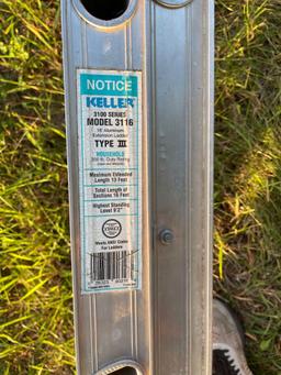 KELLER 16' ALUMINUM EXTENSION LADDER