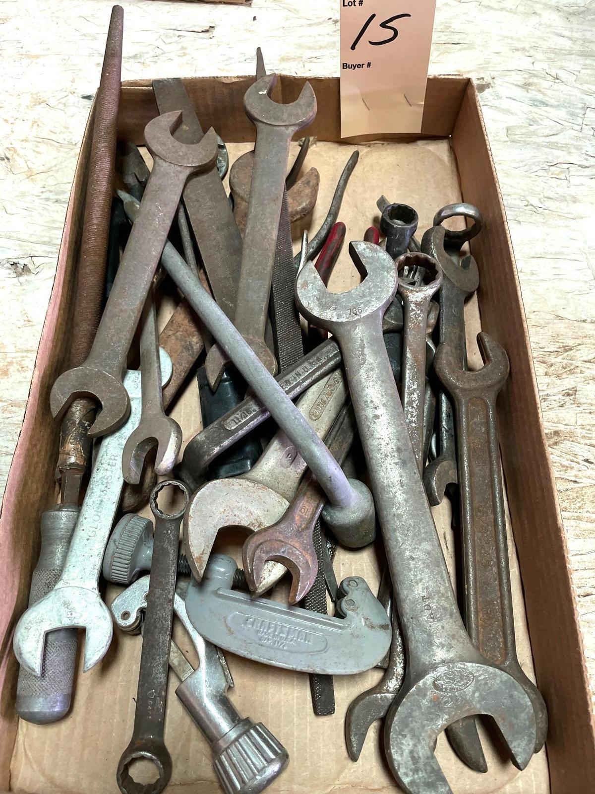 Box end and open end wrenches, copper tubing cutter, etc