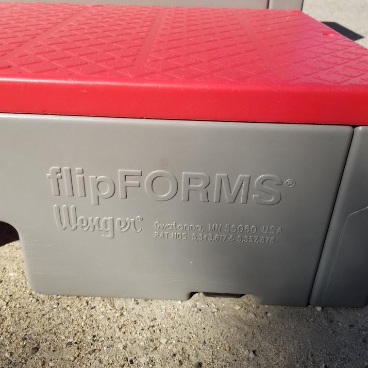 WENGER "FLIP FORM" COMBINATION STAGE / TRI-LEVEL RISERS RED