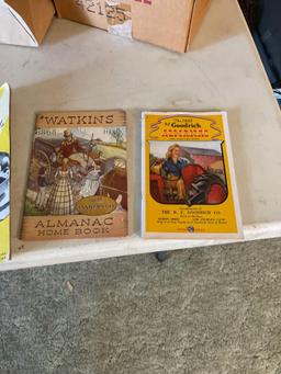 1942 & 1938 Almanacs, very old cook books, plaque. Shipping.