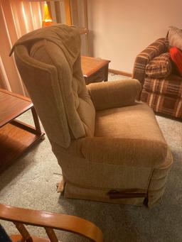 Two chairs, one recliner and one swivel rocker
