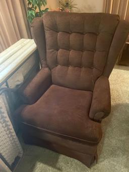 Two chairs, one recliner and one swivel rocker