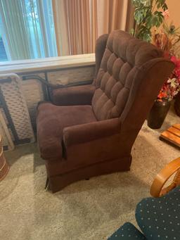 Two chairs, one recliner and one swivel rocker