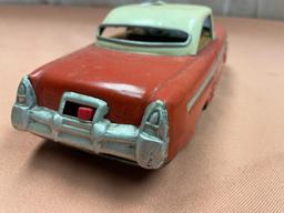 Alps 1953 Toy Mercury Sedan, tin battery operated car, rust in battery box