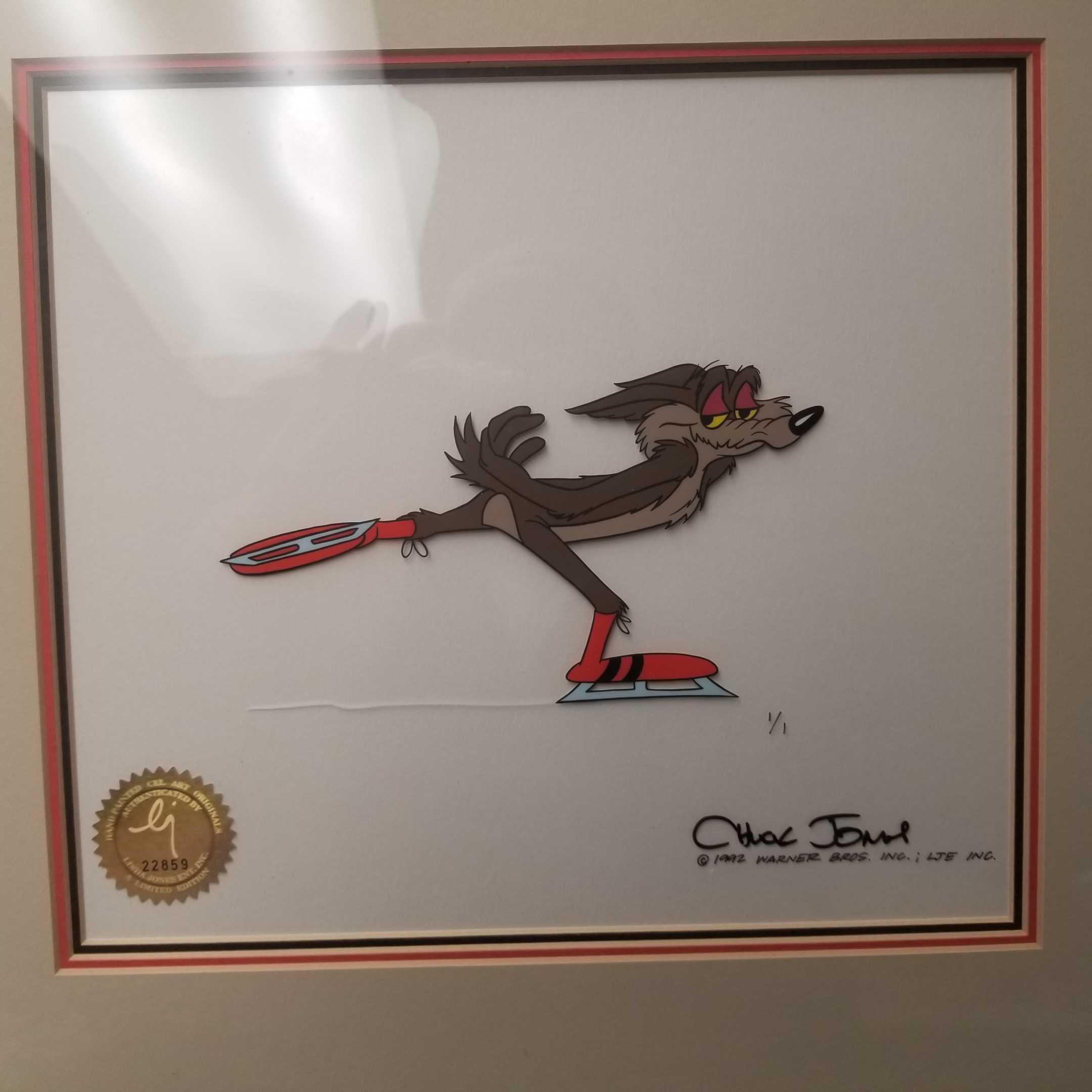 Warner Bros. Original Pencil Animation Drawing with Hand Painted Limited Edition Cel, Wile E. Coyote