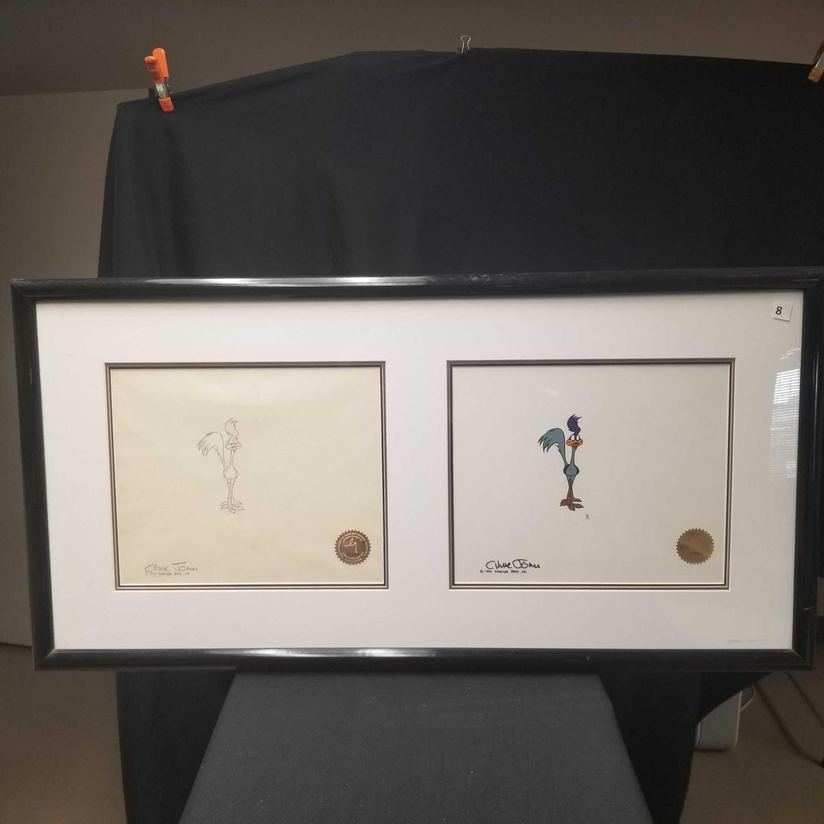 Warner Bros. Original Pencil Animation Drawing with Hand Painted Limited Edition Cel, Road Runner