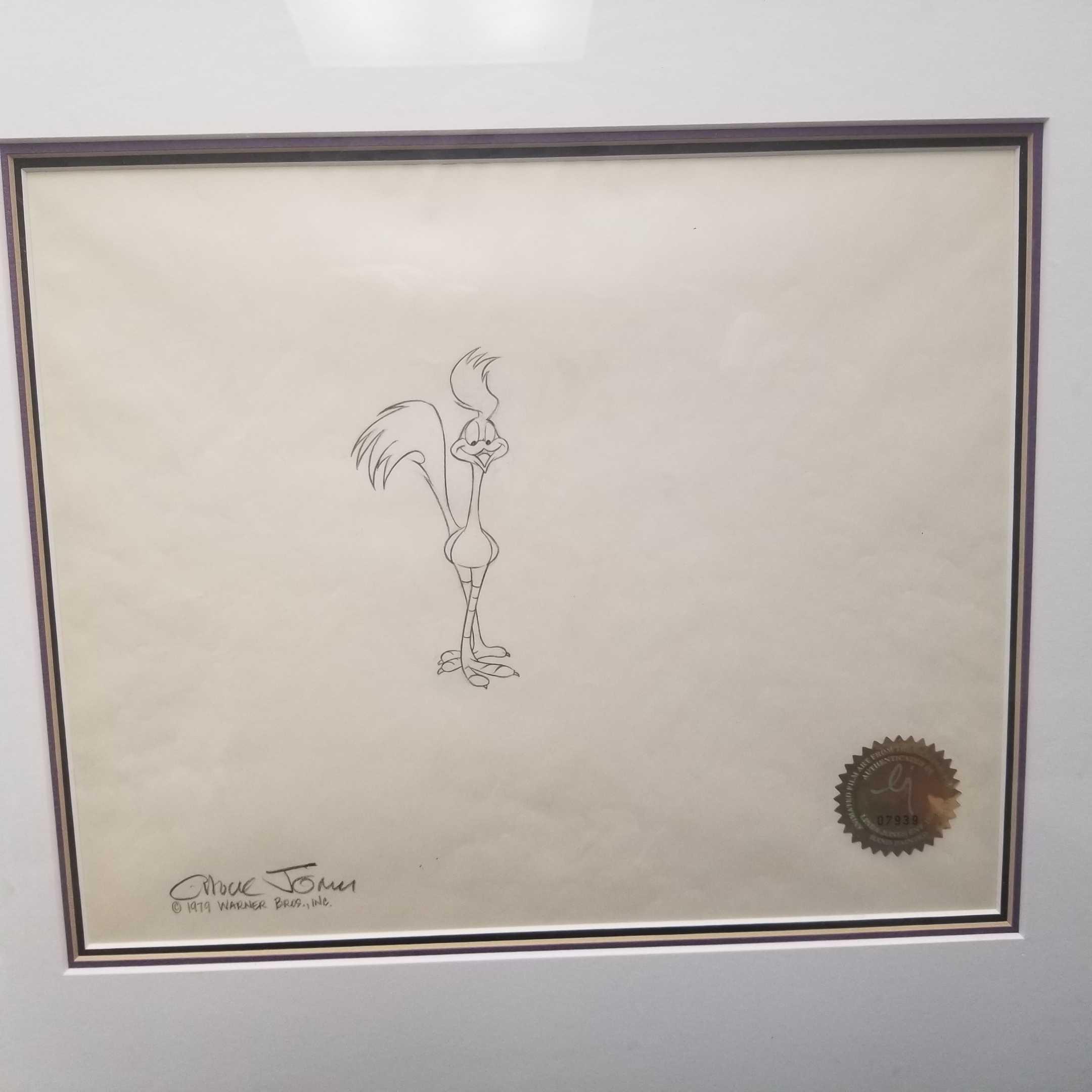 Warner Bros. Original Pencil Animation Drawing with Hand Painted Limited Edition Cel, Road Runner