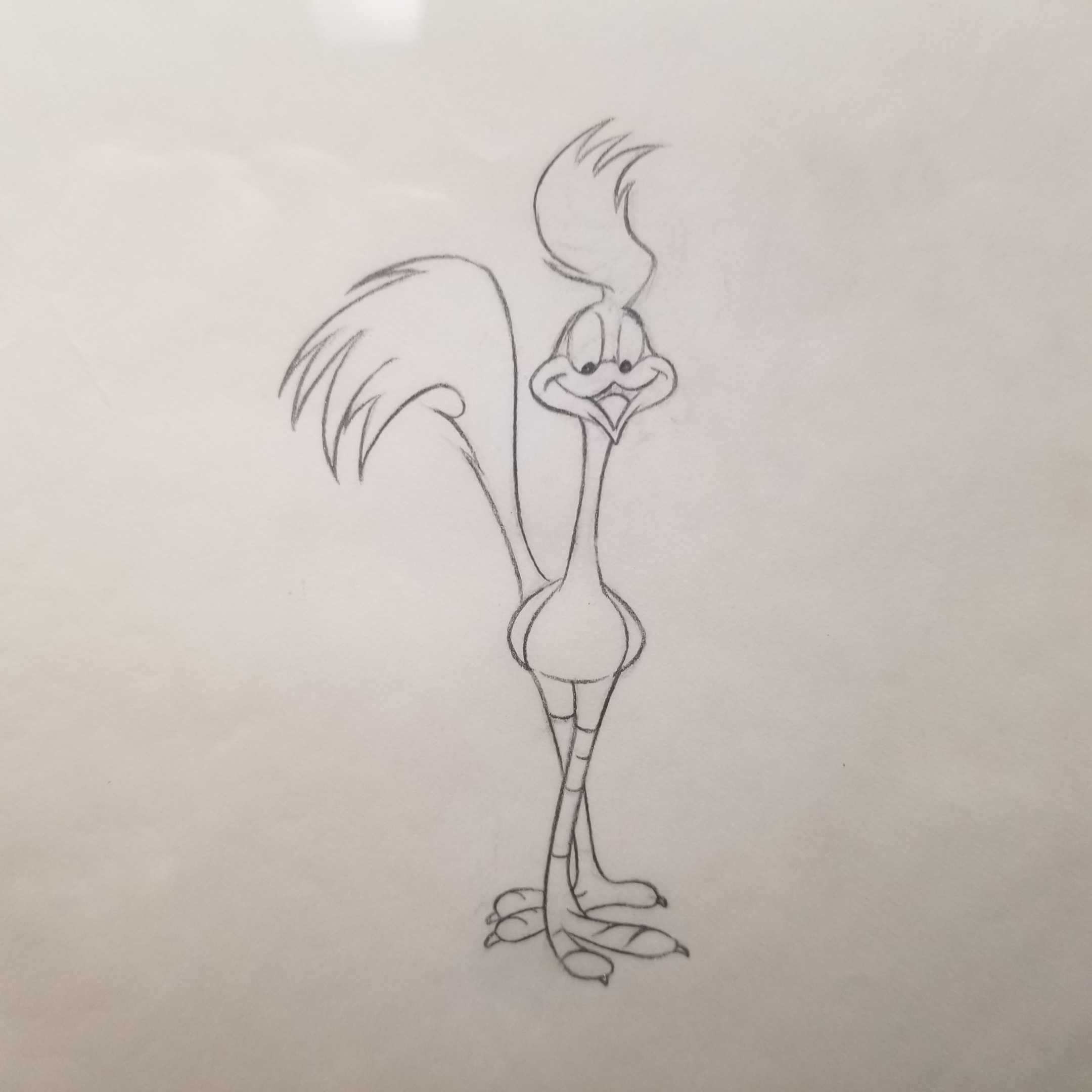 Warner Bros. Original Pencil Animation Drawing with Hand Painted Limited Edition Cel, Road Runner