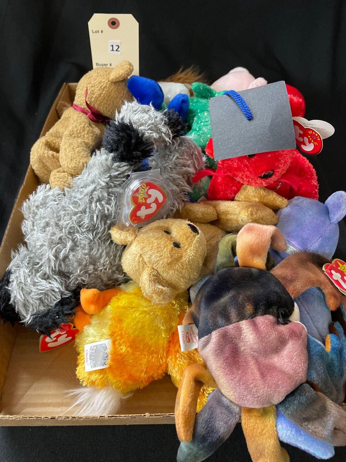 12 ct.assorted Ty ...Beanie Babies.