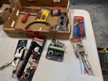 VISE GRIPS, STUBBY SAE COMBO WRENCHES, and ADJUSTABLE WRENCH ASSORTMENT