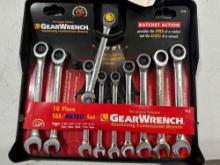 GEAR WRENCH COMBINATION OPEN/RATCHET SAE/METRIC WRENCH SETS
