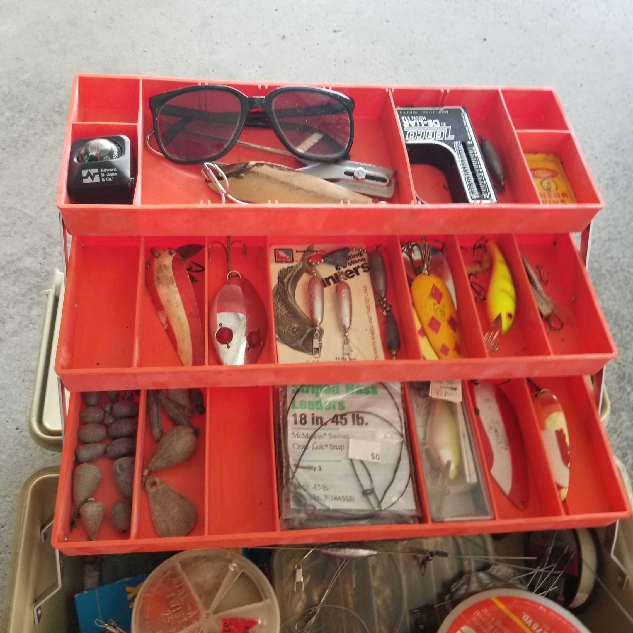 ASSORTMENT inc TACKLE BOX [FULL], RODS, REELS and NET