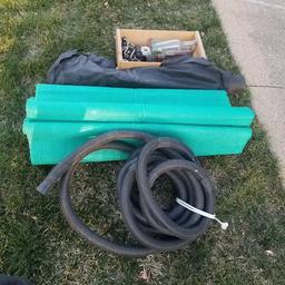 SUMP PUMP HOSE, TARP, and LAND SCAPE PAPER