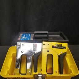 Yellow Tool Box with 2 staple guns & extra staples