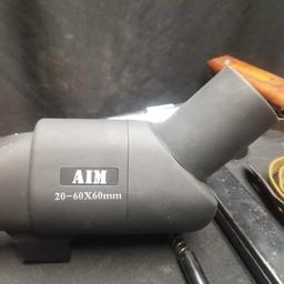 Aim 20x60x60 Black Matte Sporting Scope with Soft Case and Tripod