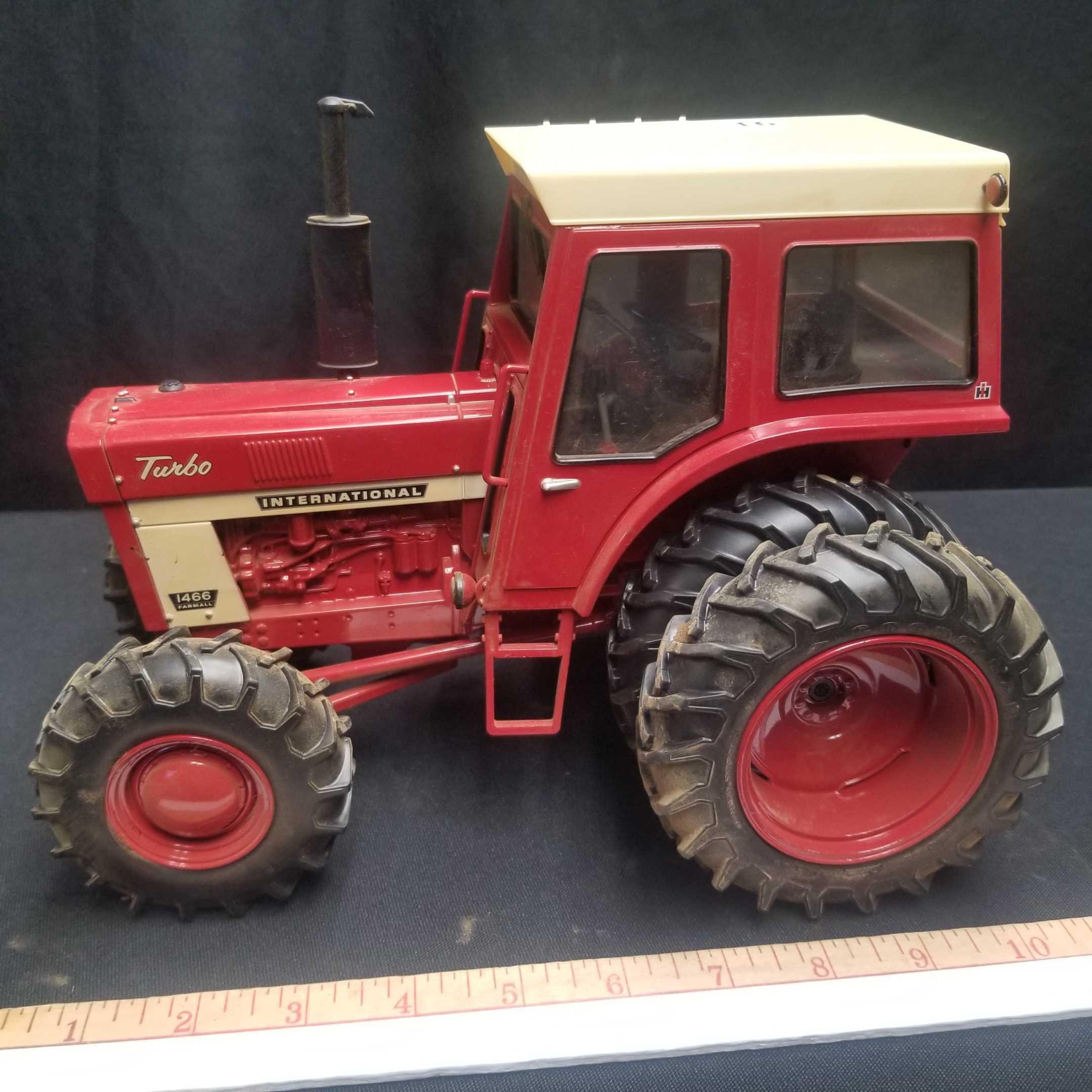 INTERNATIONAL "1466 TURBO" TRACTOR, RED CAB, MFD, DUALS