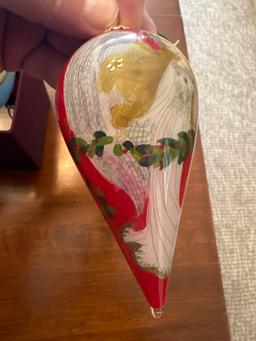 4 Li Bien Painted glass Christmas ornaments. Shipping