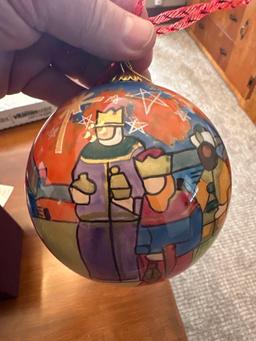 4 Li Bien Painted glass Christmas ornaments. Shipping