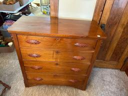 4 drawer HANDMADE dresser with applied carving handles... Nice.