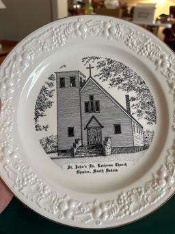 St Johns American Lutheran Church (LeMars, Ia) and (Akron, Ia) plate, etc.Shipping