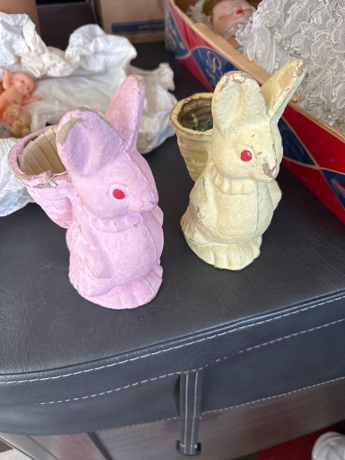 Two paper Mche Easter bunnies. Shipping