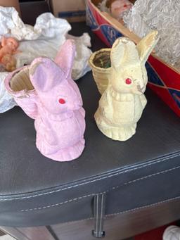 Two paper Mche Easter bunnies. Shipping