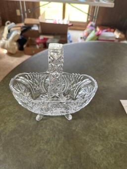 Vintage lead crystal basket with pinwheel design. Shipping