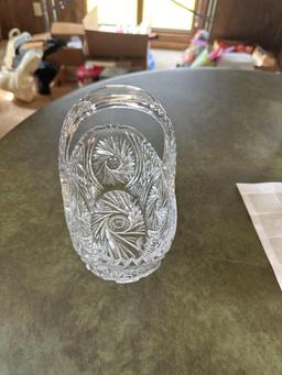 Vintage lead crystal basket with pinwheel design. Shipping