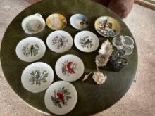 Hobnail triple dish, misc. painted plates....Shipping