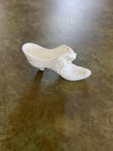 Vintage Fenton Old Virgina Milk Glass Cat Slipper Shoe,...Shipping