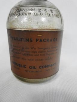 Pair of Wartime Quart Oil Bottles