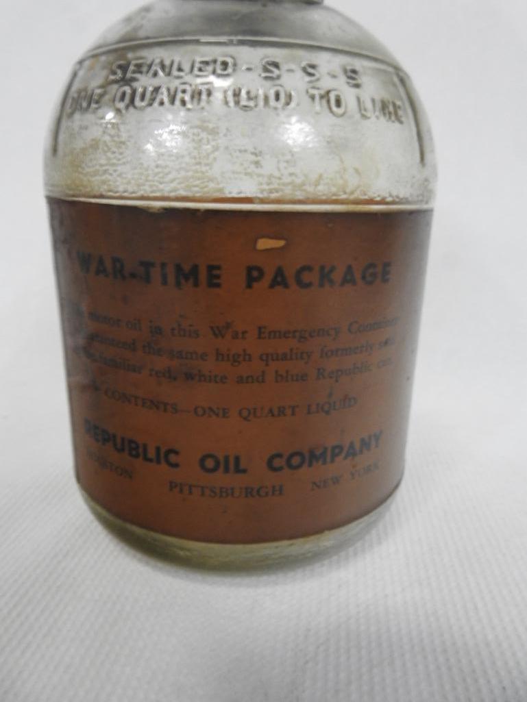 Pair of Wartime Quart Oil Bottles