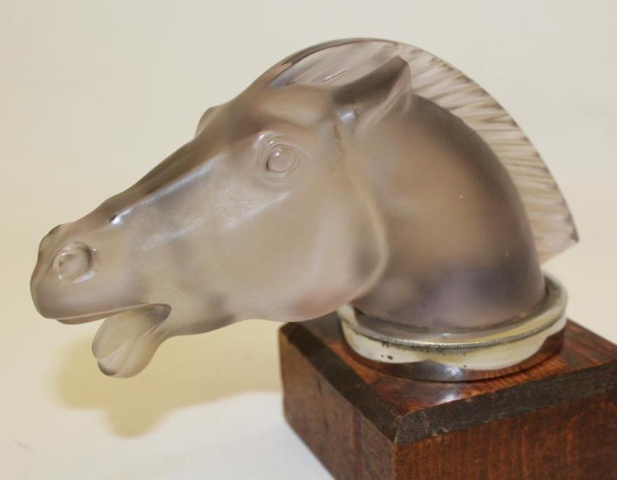 Amethyst Lalique Epsom Horse Head Radiator Mascot Hood Ornament