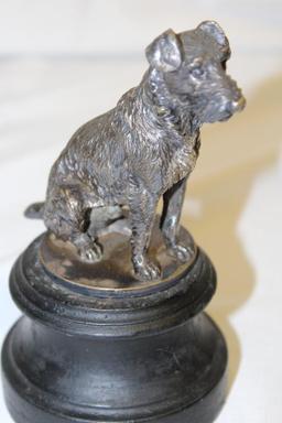 Sitting Terrier Dog Automobile Radiator Mascot Hood Ornament
