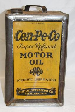 Cen-Pe-Co 5 Gallon Motor Oil Can of Cleveland OH
