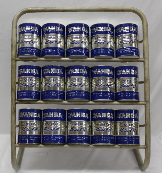 1 Quart Oil Can Rack with Wanda Oil Cans